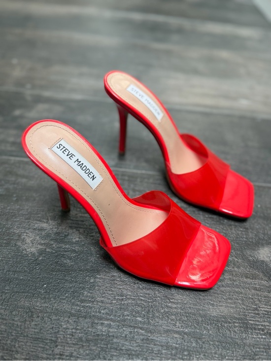 Steve Madden Shoes - Steve Madden Red Patent Slide Heel Mules